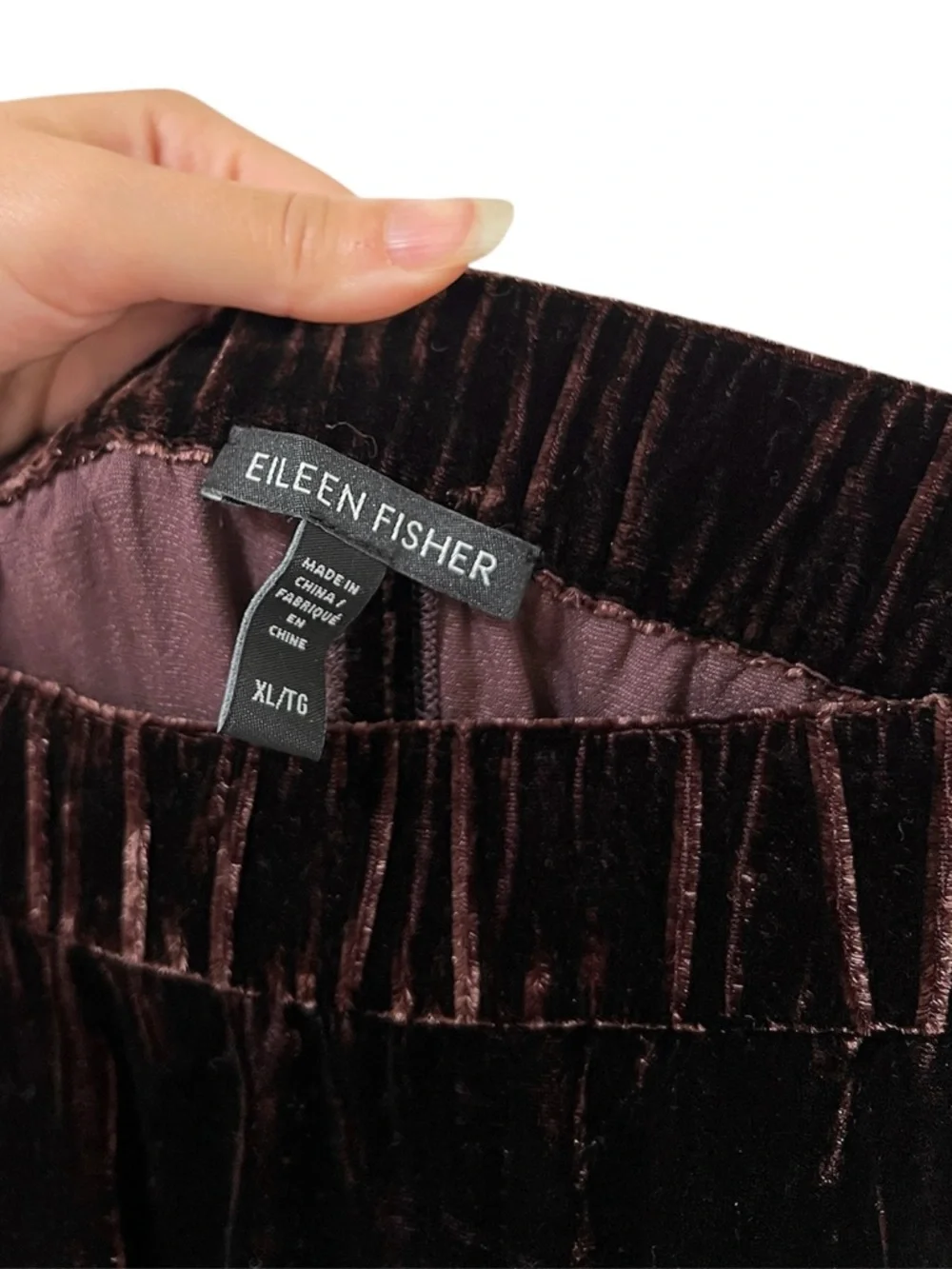 Eileen Fisher Velvet Wide Leg Pants XL Brown - Picture 3 of 6